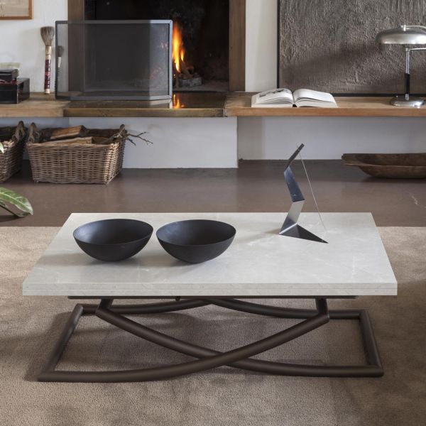 Verwandelbarer couchtisch in esstisch aus holz made in italy - aikido