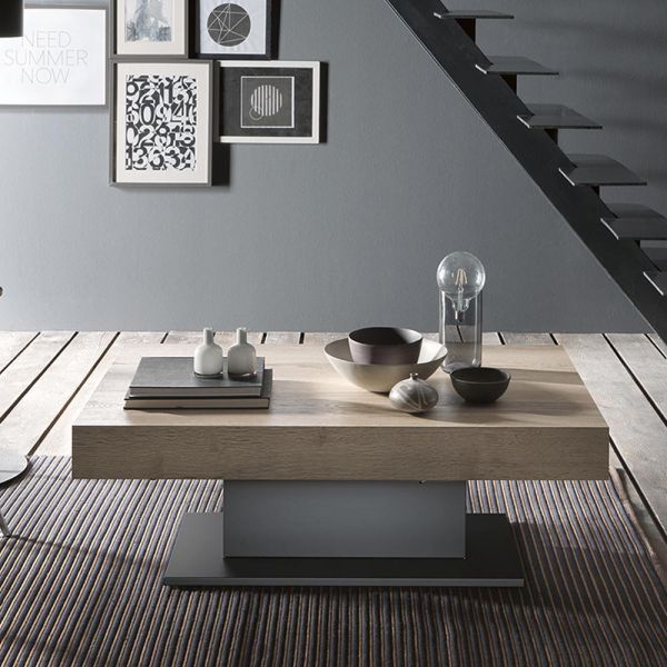 Verwandelbarer couchtisch in esstisch aus holz made in italy - polar