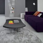 Verwandelbarer Couchtisch aus rundem Esstisch aus Metall und Glas - Giordana Viadurini