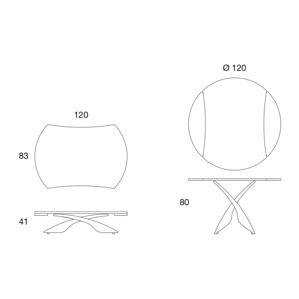 Verwandelbarer Couchtisch aus Metall und Glas Wohnzimmertisch - Giordano Viadurini