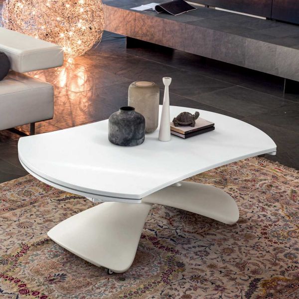 Verwandelbarer couchtisch aus metall und glas wohnzimmertisch - giordano