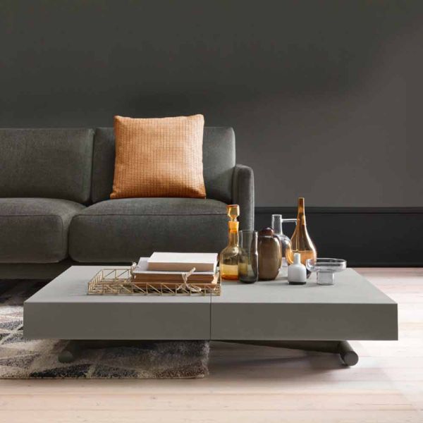 Moderner verwandelnder couchtisch mit malta-effektplatte made in italy - patroclo