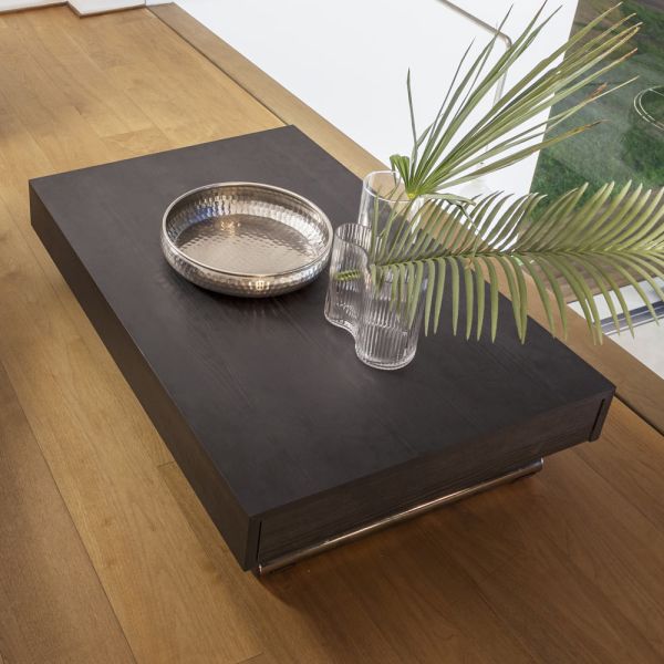 Moderner verwandelbarer couchtisch aus metall und holz made in italy - universe