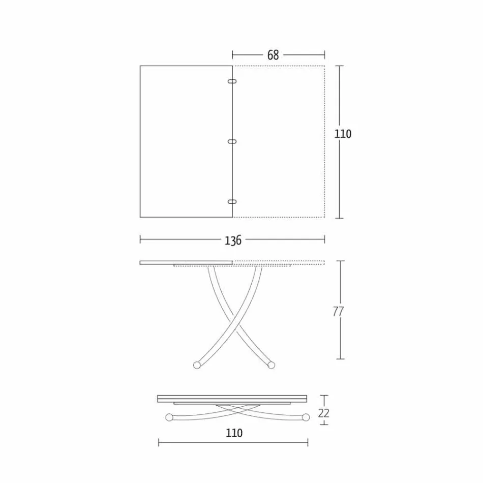 Moderner wandelbarer Couchtisch aus Graphitmetall und Holzplatte - Sistocle Viadurini