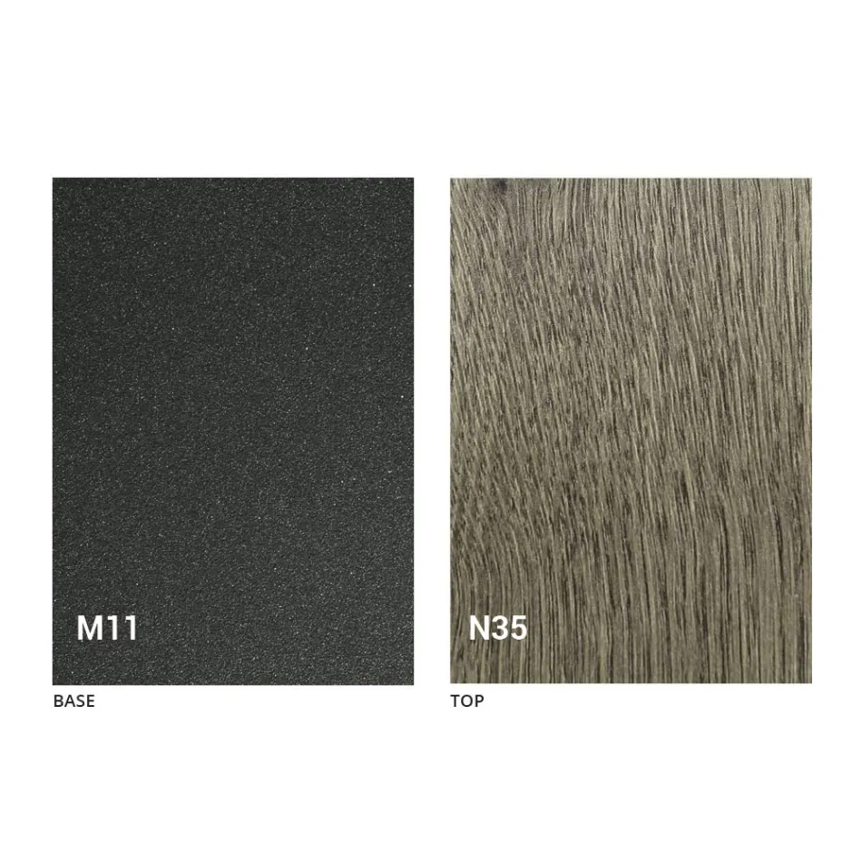 Moderner wandelbarer Couchtisch aus Graphitmetall und Holzplatte - Sistocle Viadurini