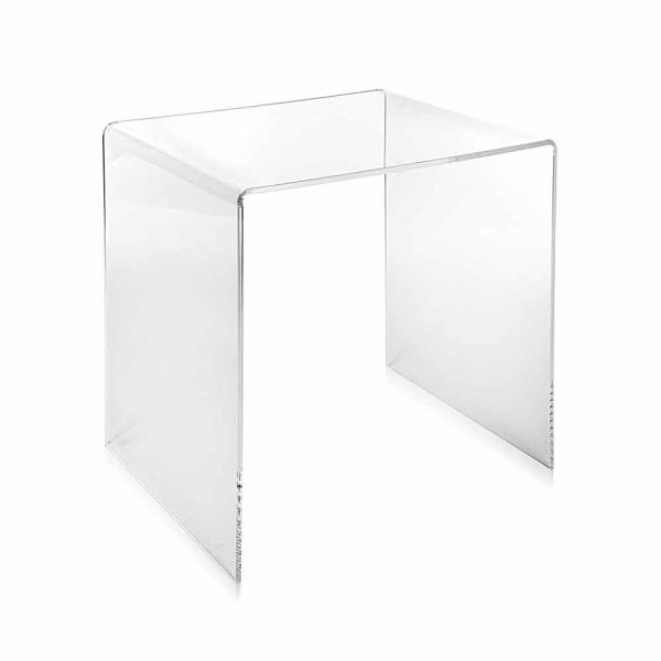 Modernes design transparenter couchtisch 40x40cm terry small, made in italy