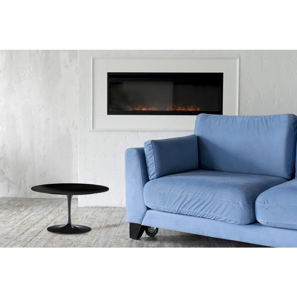 Tulpen-Couchtisch Eero Saarinen H 39 Oval aus schwarzem Flüssiglaminat, hergestellt in Italien – Scharlachrot Viadurini