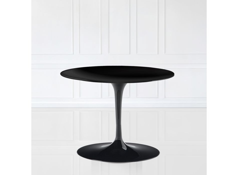 Tulpen-Couchtisch Eero Saarinen H 39 Oval aus schwarzem Flüssiglaminat, hergestellt in Italien – Scharlachrot Viadurini