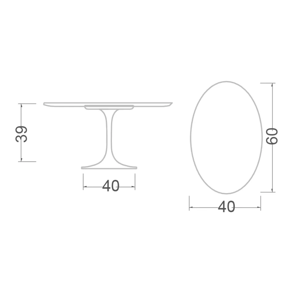 Tulip Couchtisch Eero Saarinen H 39 Oval aus goldenem Caracatta-Marmor, hergestellt in Italien Viadurini