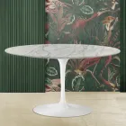 Tulip Couchtisch Eero Saarinen H 41 mit ovaler Platte aus Carrara Statuarietto Marmor Viadurini