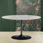 Tulip Couchtisch Eero Saarinen H 41 mit ovaler Platte aus Carrara Statuarietto Marmor Viadurini