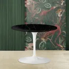 Tulpen-Couchtisch Eero Saarinen H 41 mit runder schwarzer Marquinia-Marmorplatte Viadurini