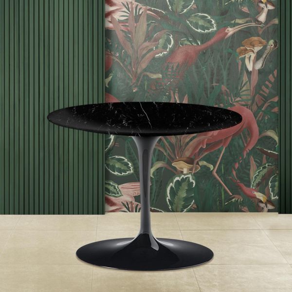 Tulip eero saarinen h 41 couchtisch mit runder platte aus schwarzem marquinia-marmor – scarlet