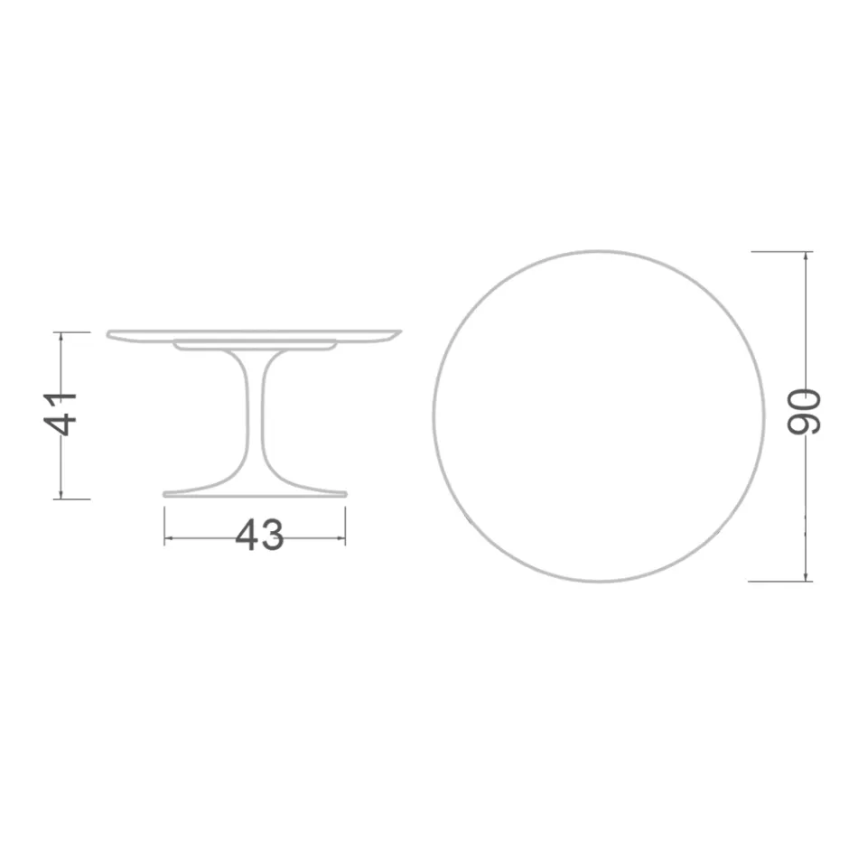 Tulpen-Couchtisch Eero Saarinen H 41 aus Invisible Select-Keramik, hergestellt in Italien – Scharlachrot Viadurini