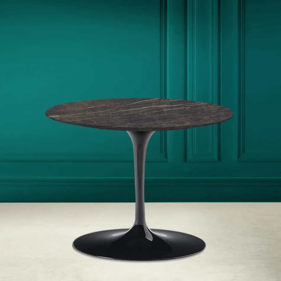 Tulip Couchtisch Eero Saarinen H 41 in Noir Desire Made in Italy Keramik – Scharlachrot Viadurini