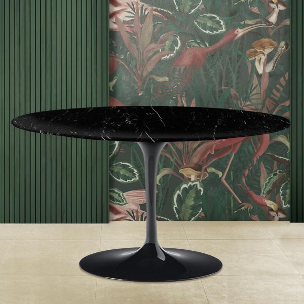 Tulip eero saarinen h 41 couchtisch aus schwarzem marquinia-marmor, hergestellt in italien - scarlet