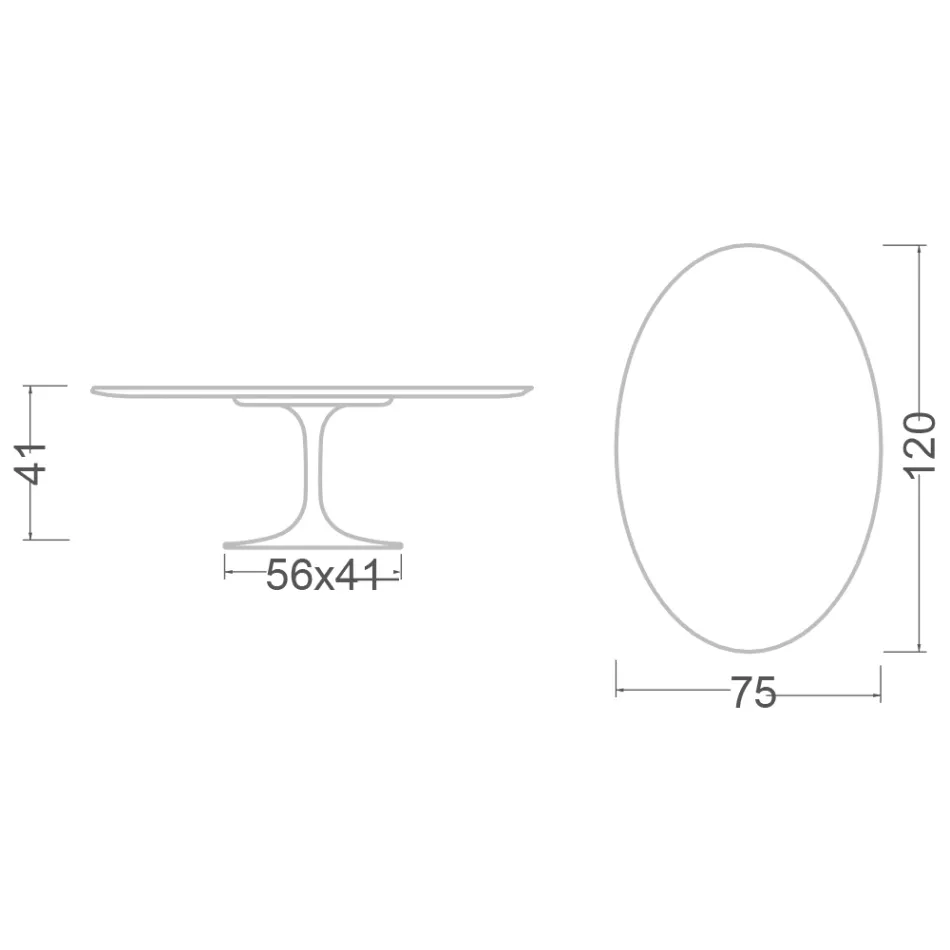 Tulip Couchtisch Eero Saarinen H 41 Oval mit weißem Flüssiglaminat – Scharlachrote Platte Viadurini