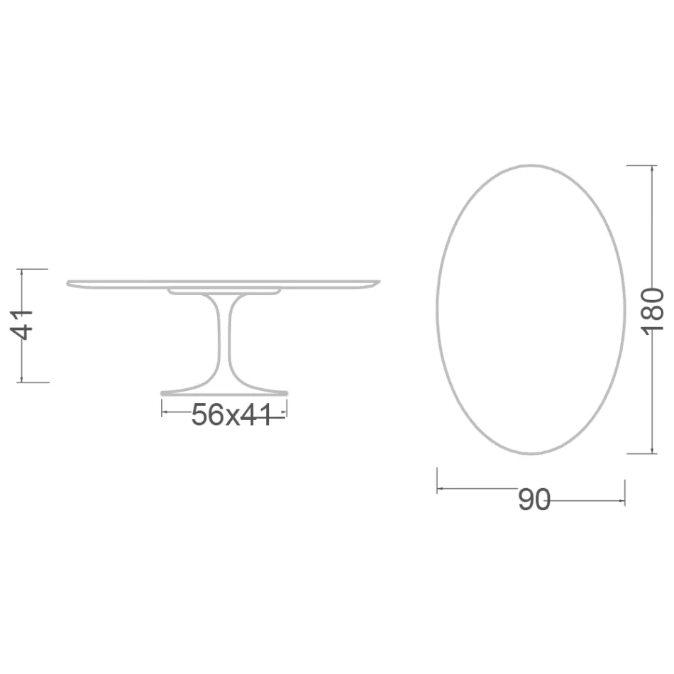 Tulip Couchtisch Eero Saarinen H 41 Oval mit weißer Flüssiglaminatplatte – Scharlachrot Viadurini