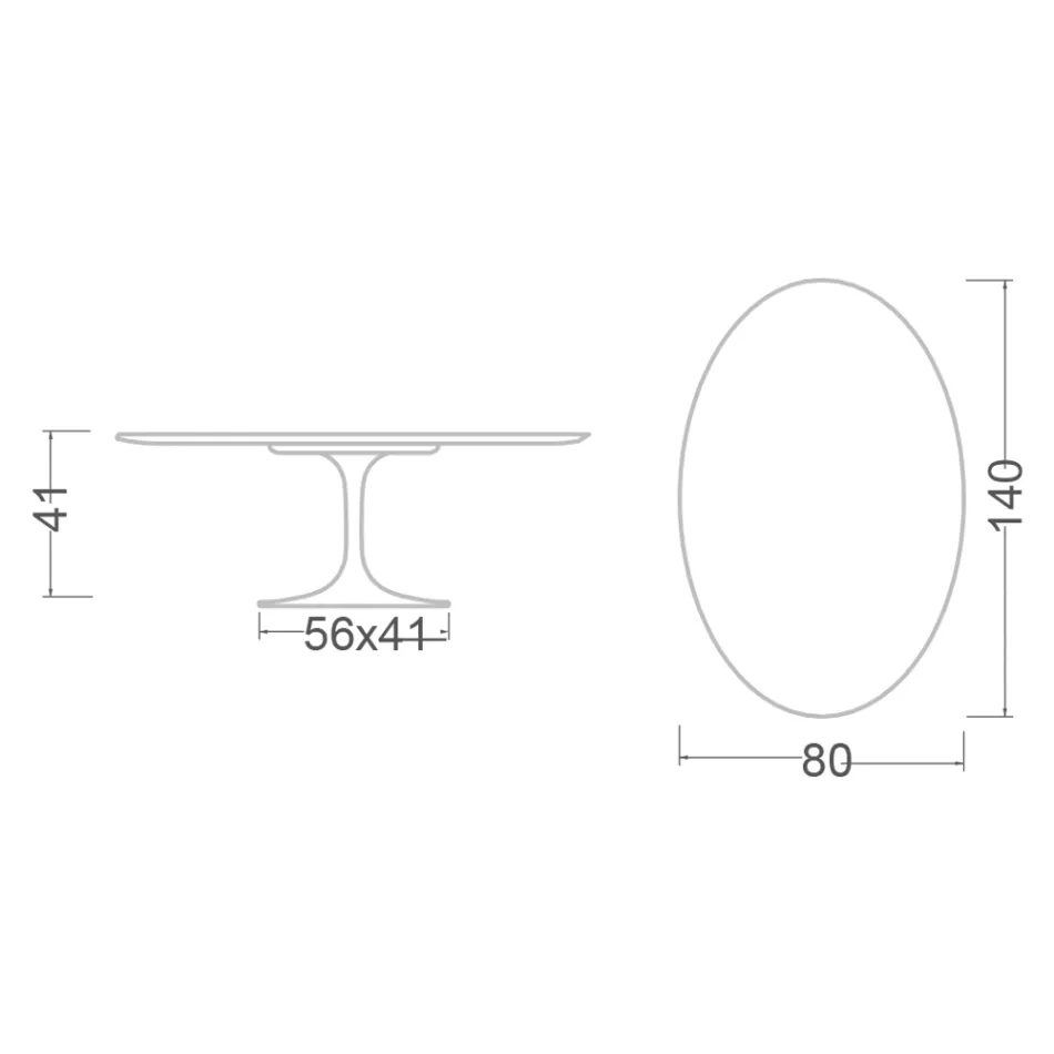 Tulip Couchtisch Eero Saarinen H 41 Oval mit schwarzem Flüssiglaminat – Scharlachrote Platte Viadurini