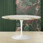 Tulip Couchtisch Eero Saarinen H 41 Oval mit Caracatta Gold Marmorplatte Viadurini