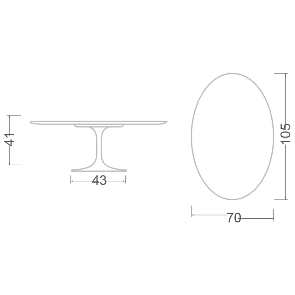 Tulip Couchtisch Eero Saarinen H 41 Oval mit Caracatta Gold Marmorplatte Viadurini
