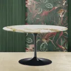 Tulip Couchtisch Eero Saarinen H 41 Oval mit Caracatta Gold Marmorplatte Viadurini