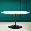 Tulip Eero Saarinen H 41 Ovaler Couchtisch aus Diamantcreme-Keramik, hergestellt in Italien – Scarlet