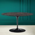 Tulip Eero Saarinen H 41 Ovaler Couchtisch aus Noir Desire-Keramik, hergestellt in Italien – Scarlet
