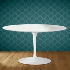 Eero Saarinen Tulip Couchtisch H 41 Oval aus Salina Keramik, hergestellt in Italien - Scharlachrot Viadurini