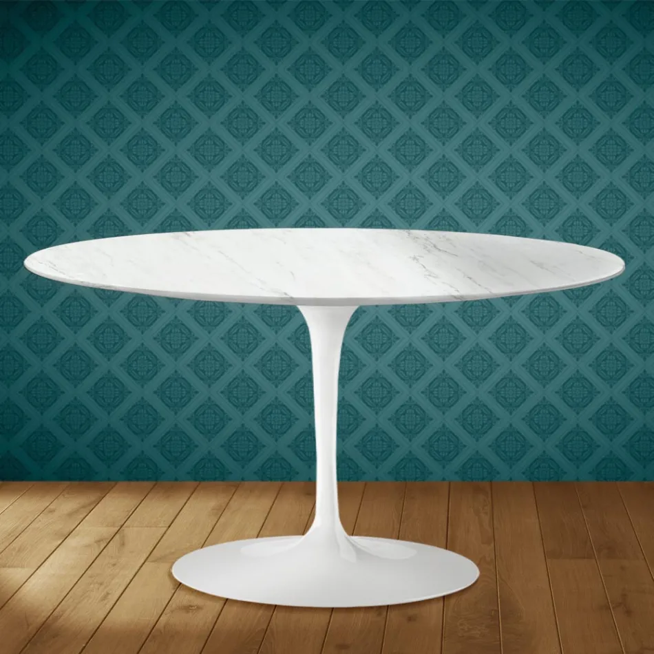 Eero Saarinen Tulip Couchtisch H 41 Oval aus Salina Keramik, hergestellt in Italien - Scharlachrot Viadurini