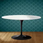 Eero Saarinen Tulip Couchtisch H 41 Oval aus Salina Keramik, hergestellt in Italien - Scharlachrot Viadurini