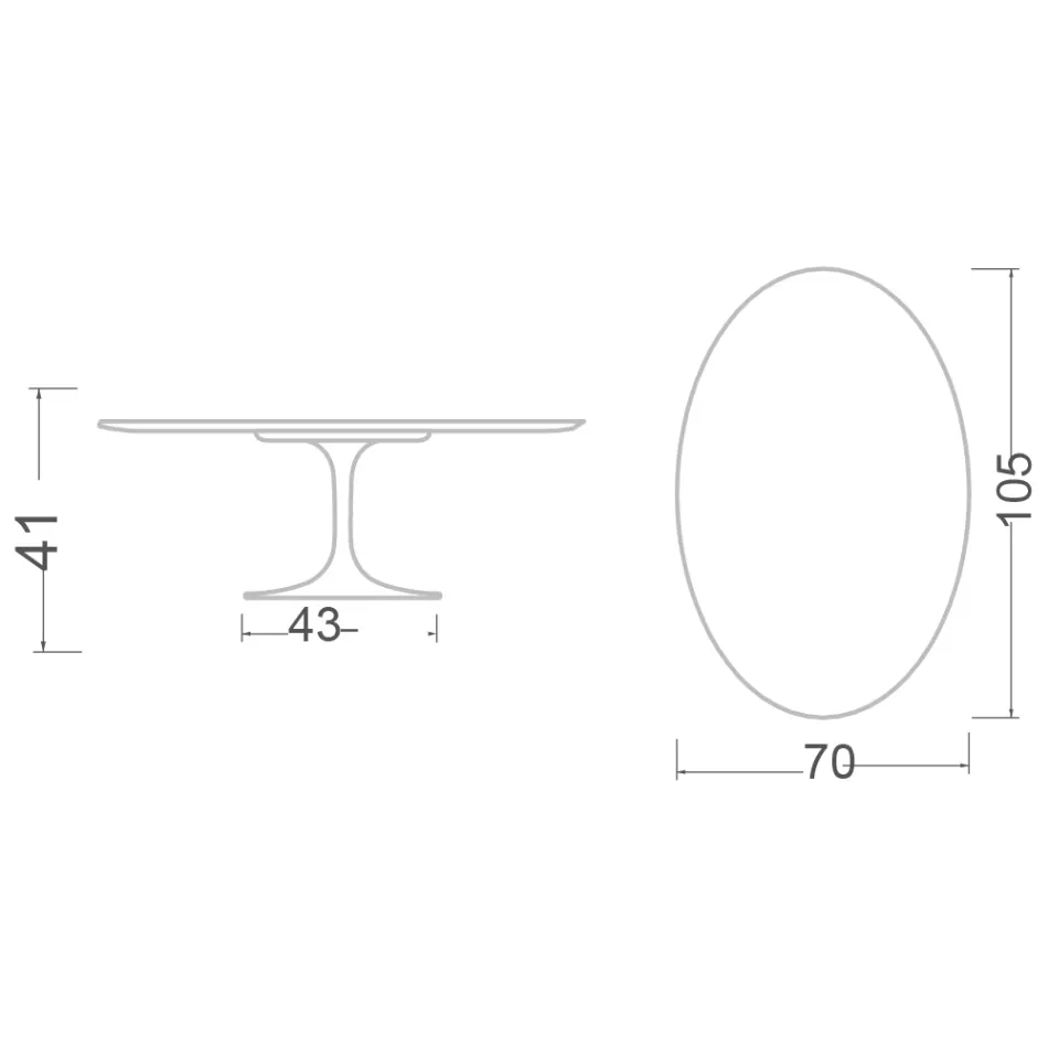 Eero Saarinen H 41 Ovaler Tulpen-Couchtisch aus Somnia-Keramik, hergestellt in Italien - Scharlachrot Viadurini
