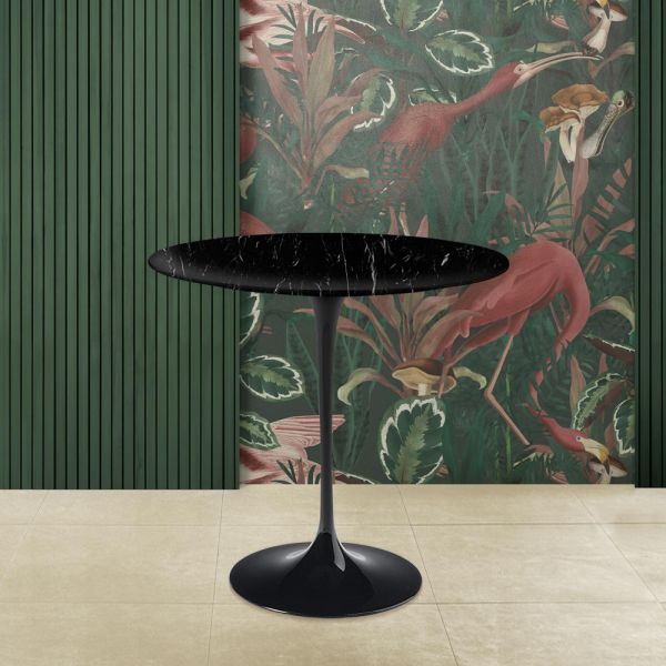Tulip eero saarinen h 52 couchtisch mit schwarzer marquinia-marmorplatte, hergestellt in italien – scarlet