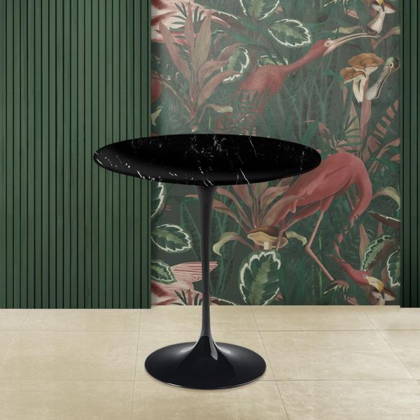 Tulip eero saarinen h 52 couchtisch aus schwarzem marquinia-marmor, hergestellt in italien - scarlet