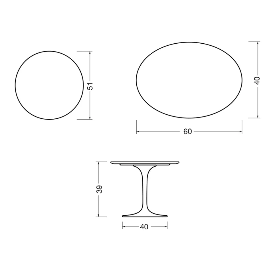 Saarinen Tulip Couchtisch H 39 cm in Hochglanzweiß Florim Keramik - Scharlachrot Viadurini