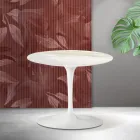 Saarinen Tulip Couchtisch H 39 cm in Florim Calacatta Gold Matt Keramik - Scharlachrot Viadurini