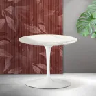 Saarinen Tulip Couchtisch H 39 cm in Florim Statuario Mattkeramik - Scharlachrot Viadurini
