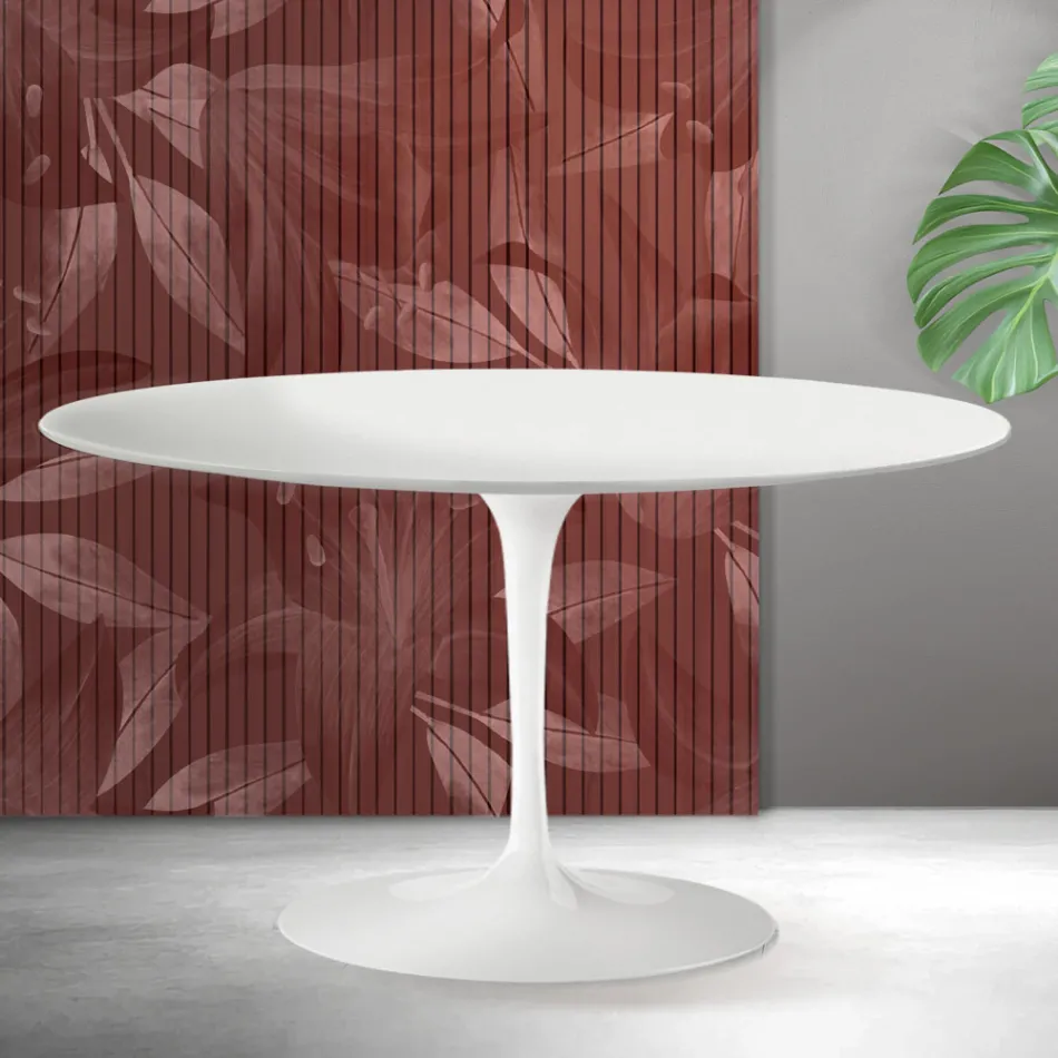 Saarinen Tulip Couchtisch H 41 cm in Mattweiß Florim Keramik - Scharlachrot Viadurini