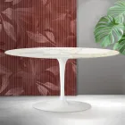 Saarinen Tulip Couchtisch H 41 cm in Florim Calacatta Gold Matt Keramik - Scharlachrot Viadurini