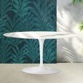 Saarinen Tulip Couchtisch H 41 cm in glänzender Statuario Florim Keramik - Scharlachrot