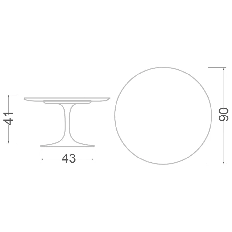 Tulip Saarinen Couchtisch H 41 mit weißer Flüssiglaminatplatte, hergestellt in Italien – Scharlachrot Viadurini
