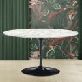 Tulip Saarinen Couchtisch mit Carrara-Marmorplatte H 41, hergestellt in Italien – Scarlet