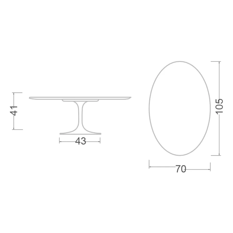 Tulip Saarinen Couchtisch H 41 mit ovaler Platte aus weißem Flüssiglaminat, hergestellt in Italien – Scharlachrot Viadurini
