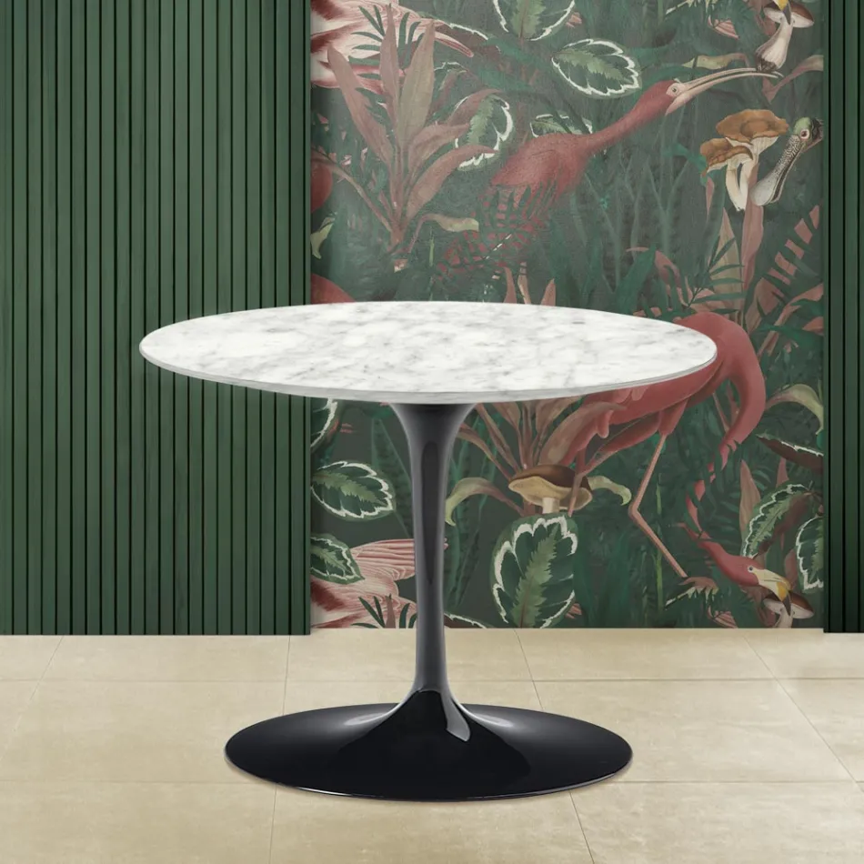 Tulip Saarinen Couchtisch H 41 aus Carrara-Marmor, hergestellt in Italien Viadurini
