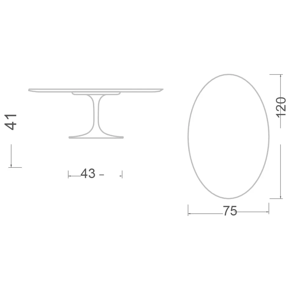 Tulip Saarinen H 41 Ovaler Couchtisch aus Calacatta Michelangelo Keramik Viadurini