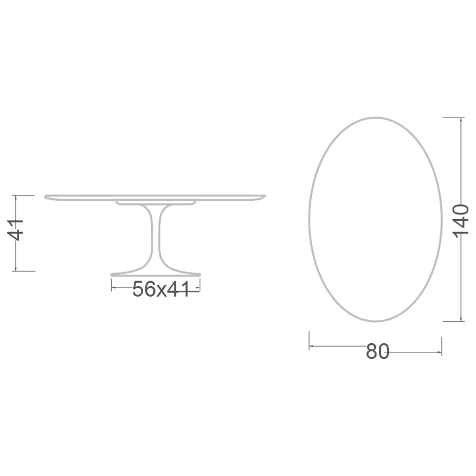 Tulip Saarinen H 41 Ovaler Couchtisch aus unsichtbarer, ausgewählter Keramik, hergestellt in Italien – Scharlachrot Viadurini