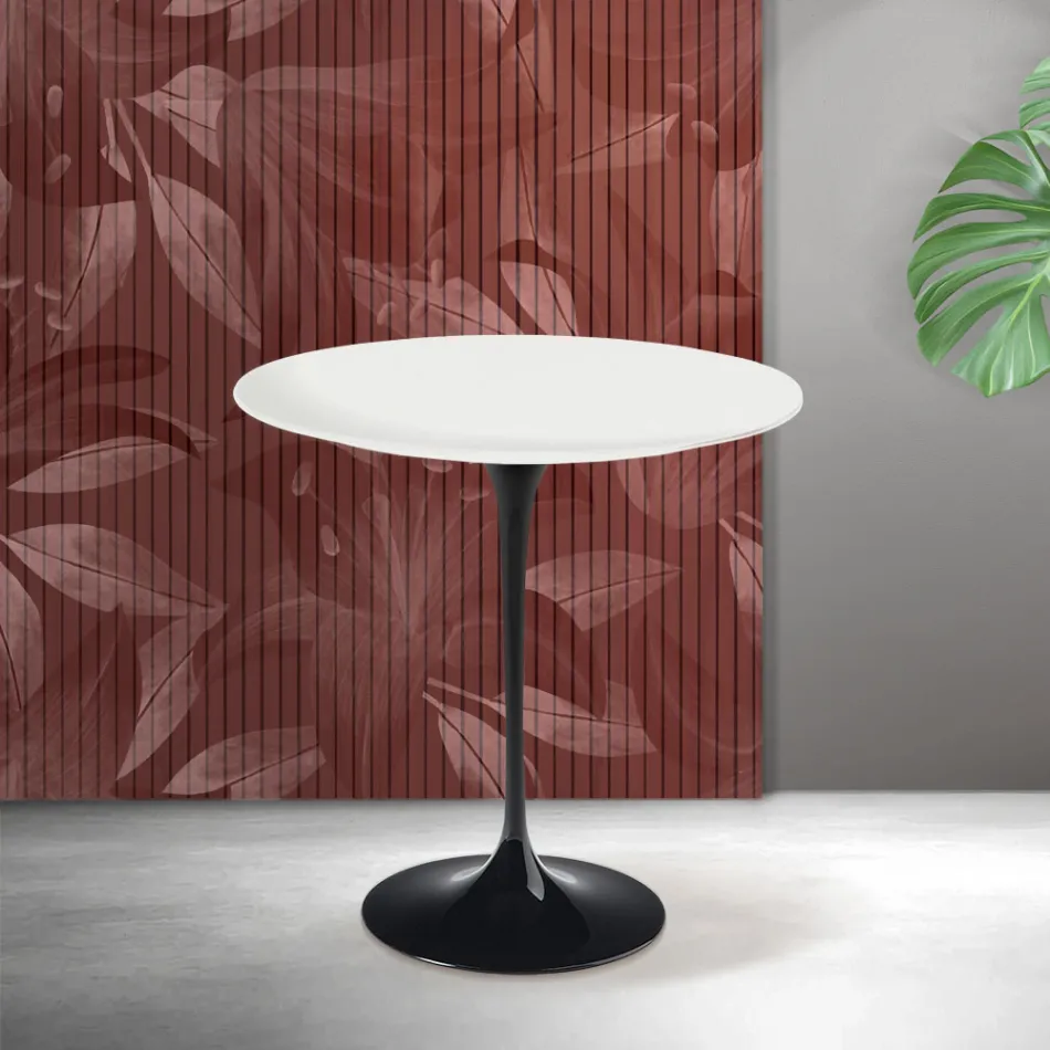 Saarinen Tulip Couchtisch H 52 cm in Mattweiß Florim Keramik - Scharlachrot Viadurini