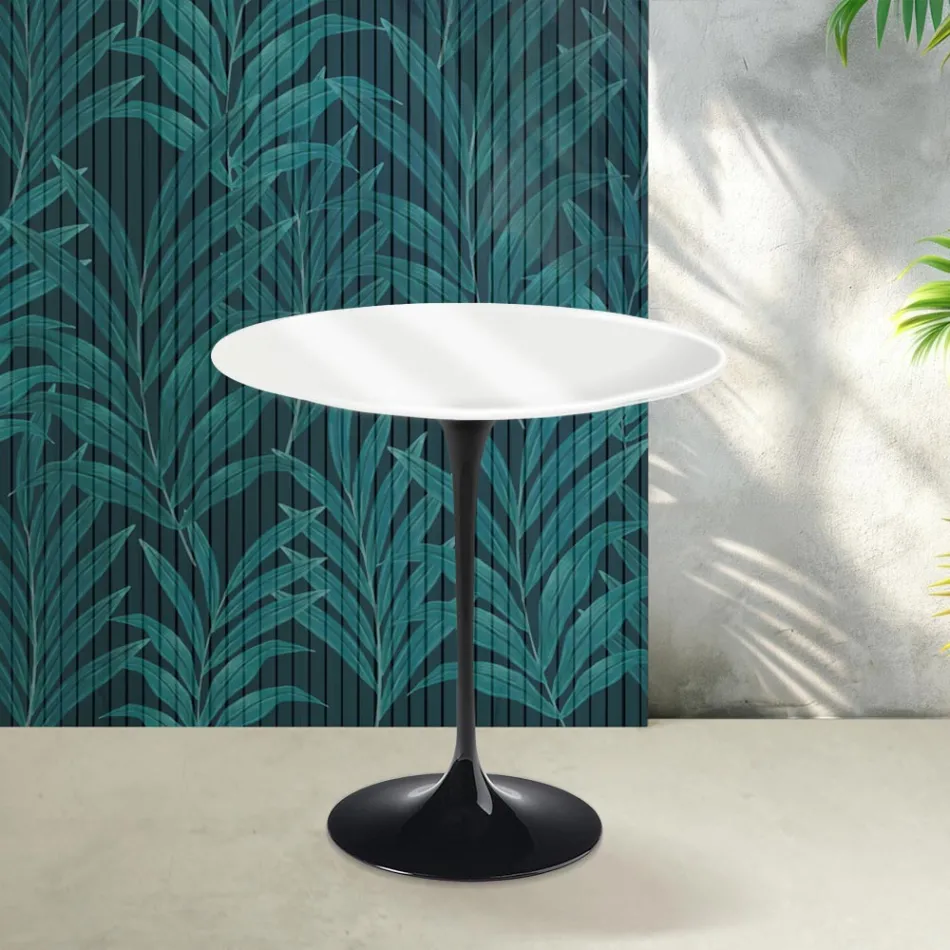 Saarinen Tulip Couchtisch H 52 cm in Hochglanzweiß Florim Keramik - Scharlachrot Viadurini