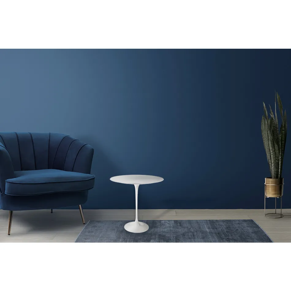 Tulip Saarinen Couchtisch H 52 mit ovaler Platte aus weißem Flüssiglaminat, hergestellt in Italien – Scharlachrot Viadurini