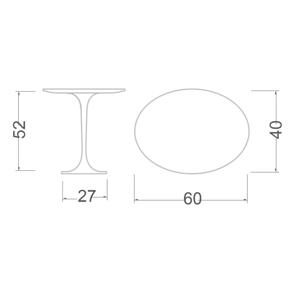 Tulip Saarinen Couchtisch H 52 mit ovaler Platte aus schwarzem Flüssiglaminat, hergestellt in Italien – Scharlachrot Viadurini